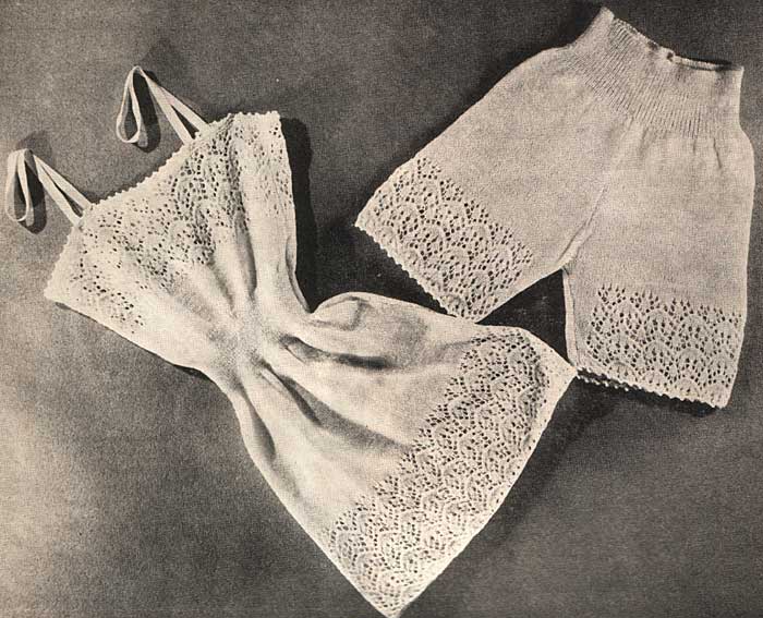 1940's Pretty Vest With French and Directoire Knickers PDF Knitting