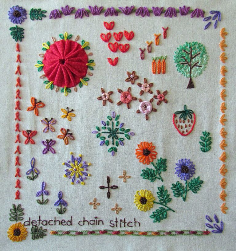 Detached Chain Stitch Sampler for TAST, Week 7. » Knitting-and.com