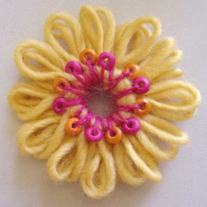 Beaded Stitching on Loomed Flowers