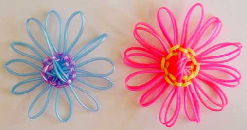 Plastic Loomed Flowers (made from scoubidous, s'getti strings etc