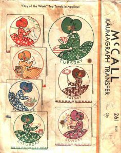 Sunbonnet Ladies Days of the Week