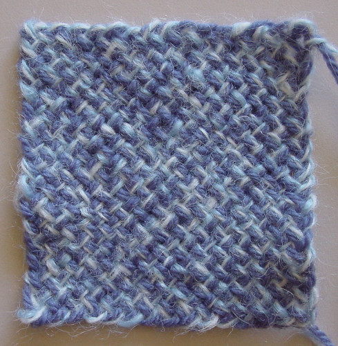 A small, bias woven square.