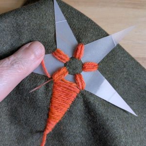 Beginning stitching on the second leg.
