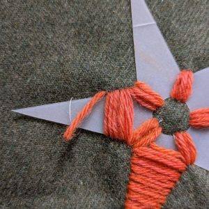 Leaving the end free when running out of yarn.