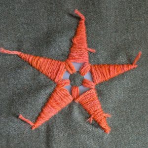 The completed first layer of stitching.
